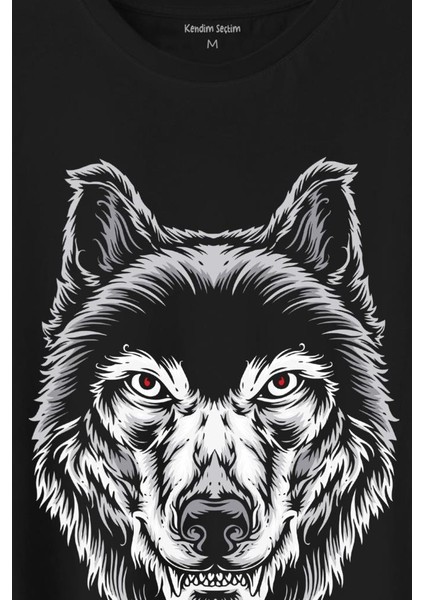 Kırmızı Gözlü Vahşi Kurt Kafası Wolf Head Bozkurt Baskılı Tişört T-Shirt fiyatları