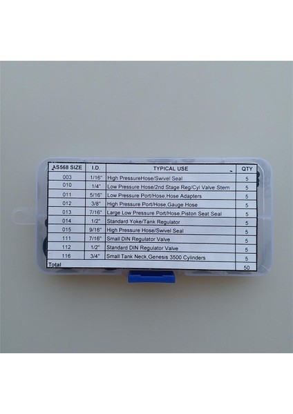 50PCS Scuba Nitrox O-Ring Kiti 10 Boyutlar 70 Duro Dalış Dişli Hortumları Tank Valfı