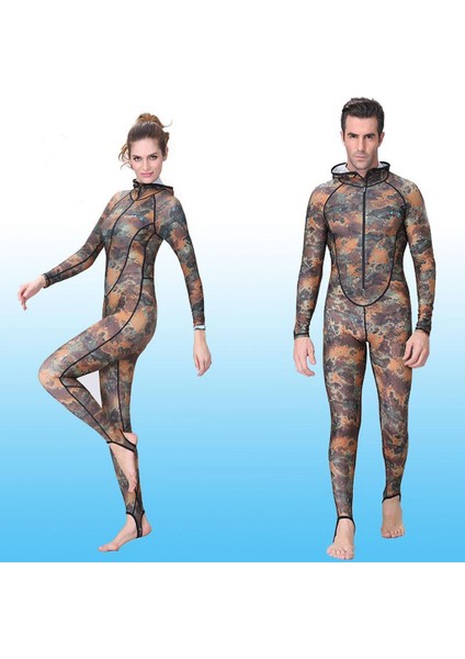 Kamuflaj Wetsuit Tüplü Dalış Sörf Mızrak Avcılığı Xxl
