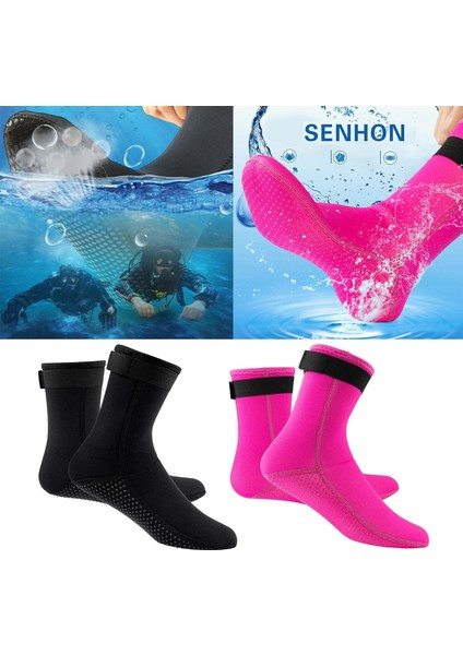 2 Çift 3mm Neopren Dalış Botları Sörf Kayak Rafting Xs Çorap