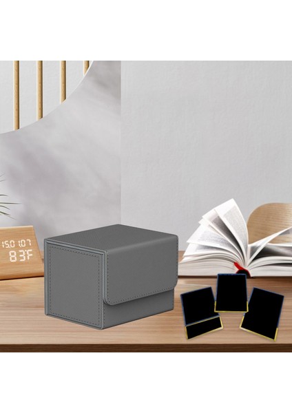 4x Dayanıklı Kart Güverte Kutusu Oyun Kartı Depolama Tcg Sahibi Koleksiyon Organizatörü Siyah + Mavi fırsatları