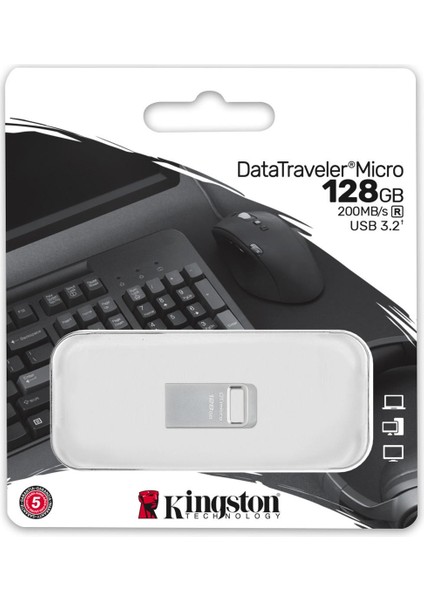 128GB Datatraveler Micro DTMC3G2/128GB 200MB/S Metal USB 3.2 Gen 1 USB Flash Bellek