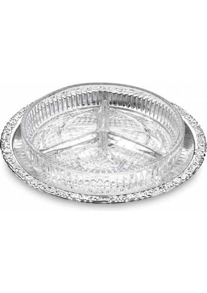 Ingiliz Gümüşü Üç Bölmeli Servis Tabağı 23.8 cm