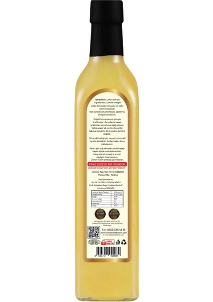 Limon Sirkesi Doğal Fermantasyon İçilebilir Katkısız Cam Şişe 3 x 500 ml fırsatları