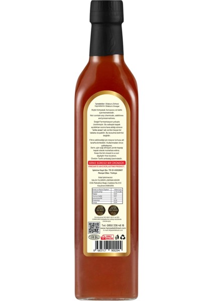 Gilaburu Sirkesi Doğal Fermantasyon İçilebilir Katkısız Cam Şişe 3 x 500 ml