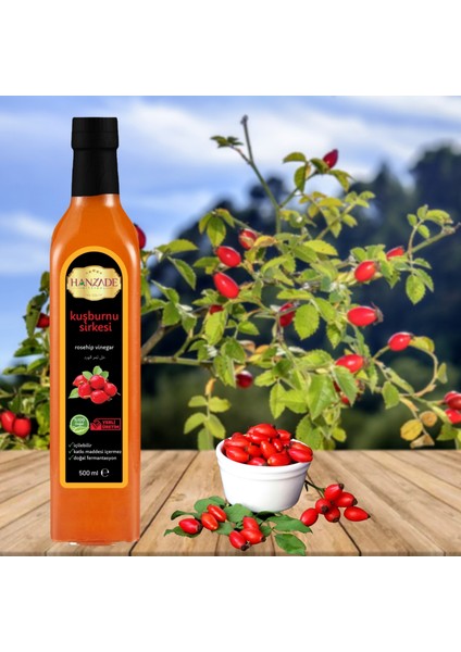 Kuşburnu Sirkesi Doğal Fermantasyon İçilebilir Katkısız Cam Şişe 2 x 500 ml