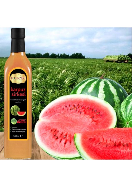 Karpuz Sirkesi Doğal Fermantasyon İçilebilir Katkısız Cam Şişe 2 x 500 ml