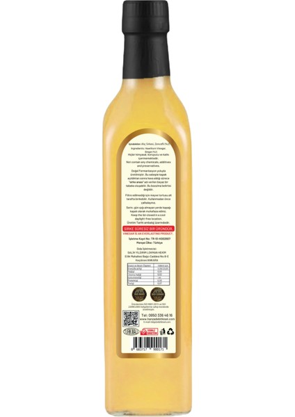 Zencefilli Alıç Sirkesi Doğal Fermantasyon İçilebilir Katkısız Cam Şişe 2 x 500 ml fırsatları