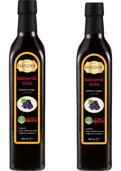 Balzamik Sirke Doğal Fermantasyon İçilebilir Katkısız Cam Şişe 2 x 500 ml