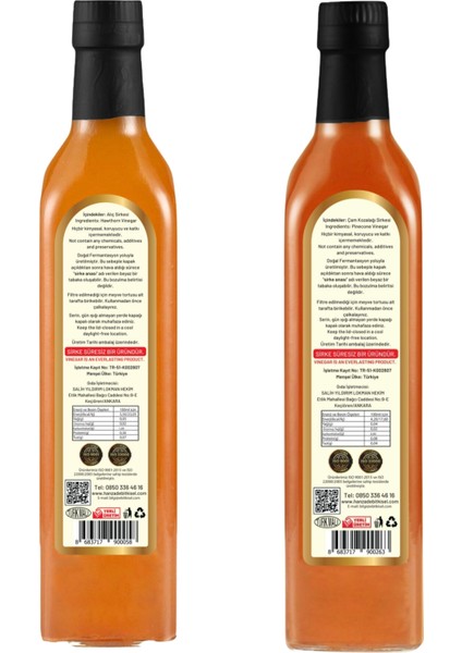 Alıç - Çam Kozalağı Sirkesi Doğal Fermantasyon İçilebilir Katkısız Cam Şişe 500 ml 2'li