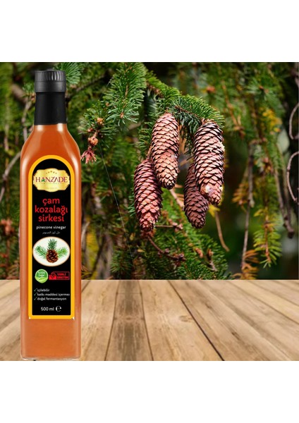 Alıç - Çam Kozalağı Sirkesi Doğal Fermantasyon İçilebilir Katkısız Cam Şişe 500 ml 2'li