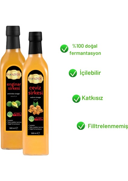 Enginar - Ceviz Sirkesi Doğal Fermantasyon İçilebilir Katkısız Cam Şişe 500 ml 2'li fiyatları