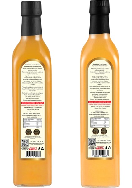 Enginar - Ceviz Sirkesi Doğal Fermantasyon İçilebilir Katkısız Cam Şişe 500 ml 2'li modelleri