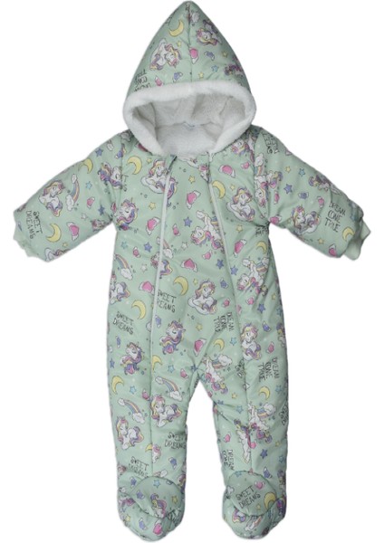 Yeni Sevimli Unicorn Desenli Patikli Welsoft Kozmonot-Tulum