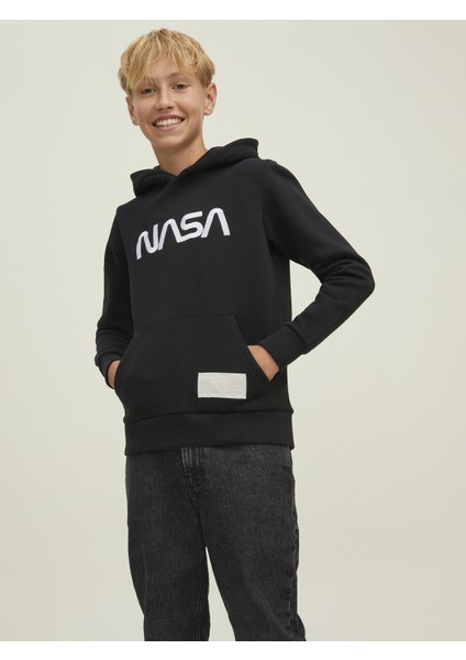 Kapüşonlu Nasa Baskılı Sweatshirt
