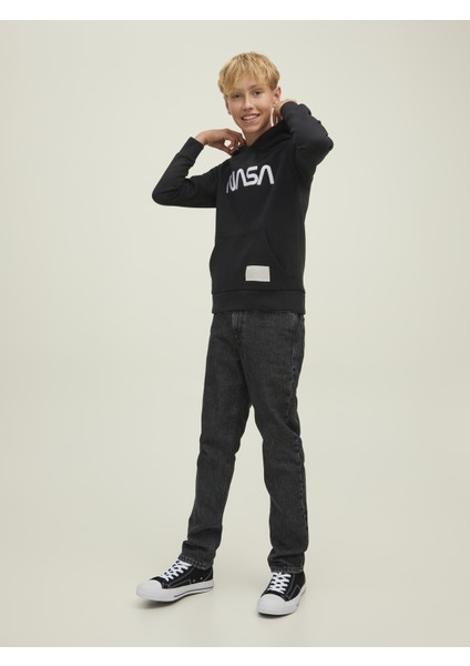 Kapüşonlu Nasa Baskılı Sweatshirt