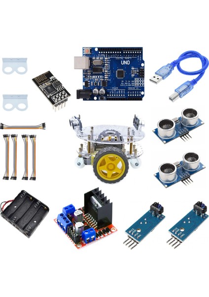 Emes Robotik Yuvarlak Şase 2WD Engelden Kaçan ve Çizgi Takip Eden Wi-Fi Robot Araç Seti