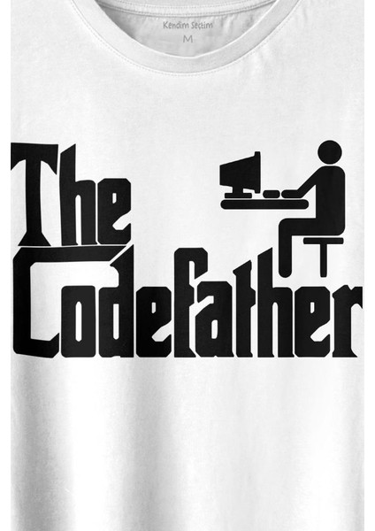 The Codefather Godfather Bilgisayar Code Korsan Hacker Yazılımcı Baskılı Tişört T-Shirt Beyaz fiyatları