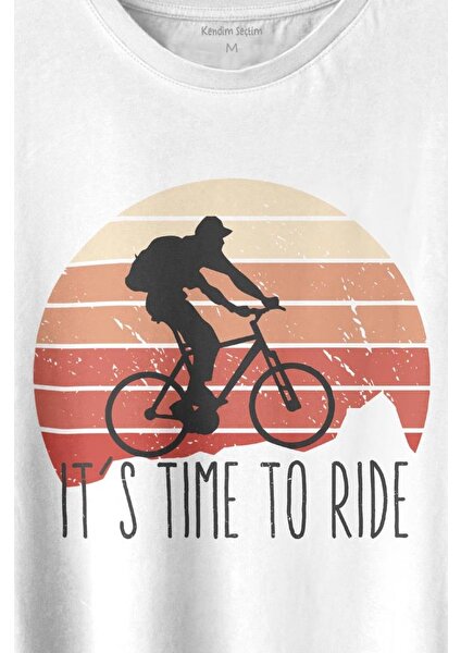 Kendim Seçtim Bisiklet Mountain Bike Time To Ride Outdoor Gezgin Travel Baskılı Tişört  T-Shirt Beyaz