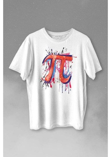 Matematik Sembölü Pi Sayısı 3,14 14 Mart Günü Baskılı Tişört T-Shirt Beyaz