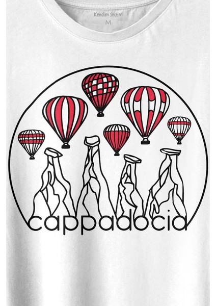 Kapadokya Nevşehir Peri Pacaları Cappadocia Baskılı Tişört T-Shirt Beyaz fiyatları