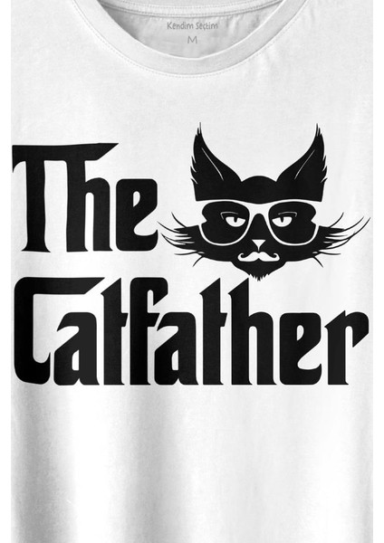 The Godfather Cat Father Catfather Baba Kedi Baskılı Tişört T-Shirt Beyaz fiyatları