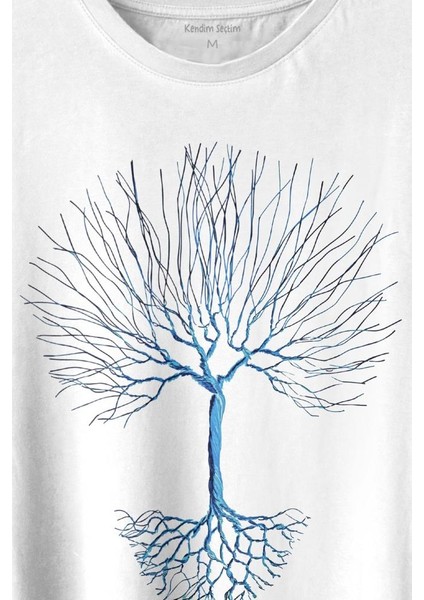 Nature Hayat Ağacı Kuru Ağaç Kökü Baskılı Tişört T-Shirt Beyaz fiyatları
