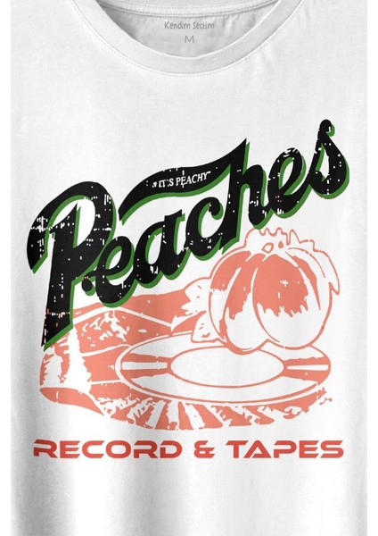 Peaches And Records Grunge Type Baskılı Tişört T-Shirt Beyaz fiyatları