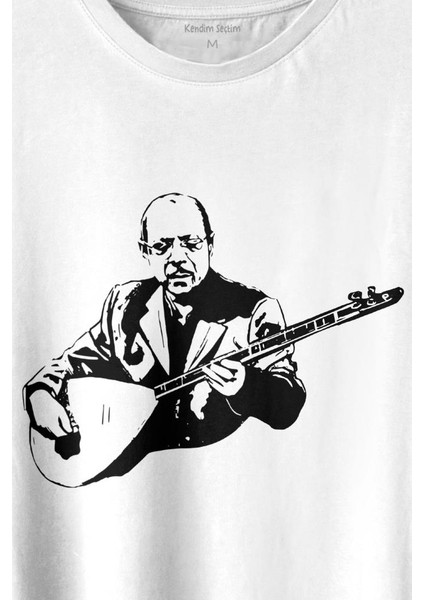 Neşet Ertaş Bozkırın Tezenesi Halk Müziği Bağlama Baskılı Tişört T-Shirt Beyaz fiyatları