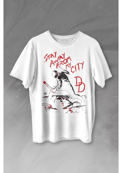 Stay Away From My City Dd Halloween Cadılar Bayramı Baskılı Tişört T-Shirt Beyaz