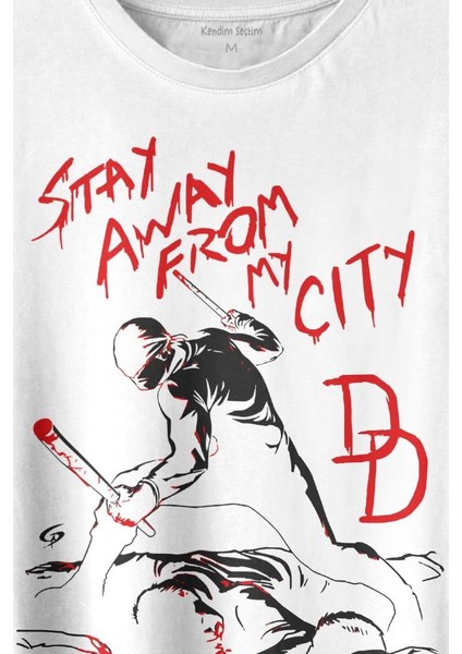 Stay Away From My City Dd Halloween Cadılar Bayramı Baskılı Tişört T-Shirt Beyaz fiyatları