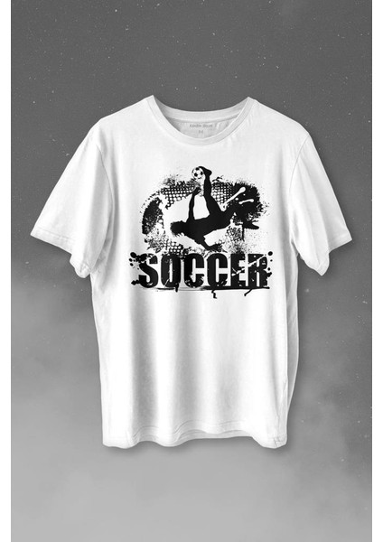 Soccer Röveşata Gol Atan Futbolcu Taktik Baskılı Tişört T-Shirt Beyaz