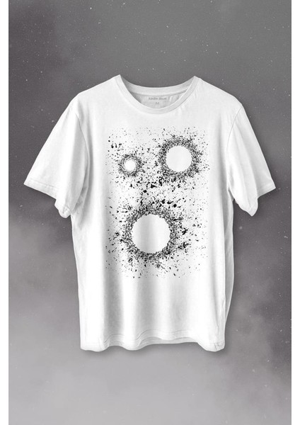 Kara Delik Uzay Zaman Galaksi Karadelikler Cosmos Kümesi Baskılı Tişört T-Shirt Beyaz