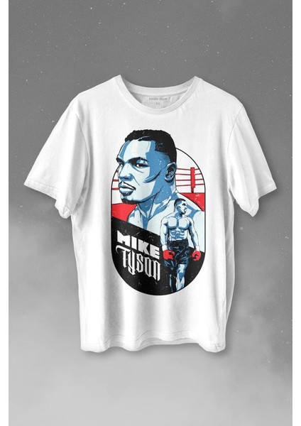 Mike Tyson Boks Box Spor Kral Ring Baskılı Tişört T-Shirt Beyaz