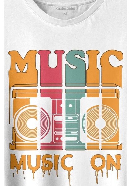 Müzik Music On Kaset Teyp Baskılı Tişört T-Shirt Beyaz fiyatları