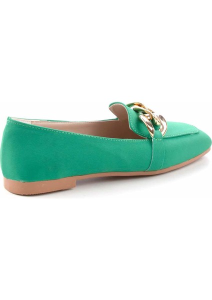 Mat Yeşil Saten Kadın Loafer Ayakkabı K01641165938