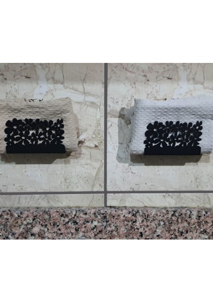 Paslanmaz Metal Çiçek Desenli Mutfak Banyo Sünger ve Bulaşık Teli Sabun Tutucu 2 Adet