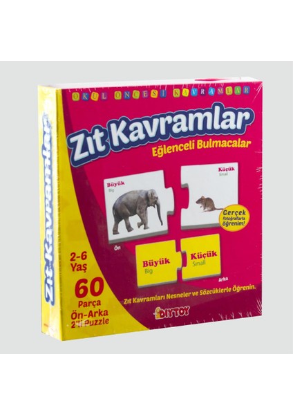 Diy Toy Zıt Kavramlar 60 Parça Çift Taraflı Puzzle