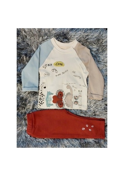 Bebek Safari Alt Üst Unisex 2'li Takım Stay Cool Animals