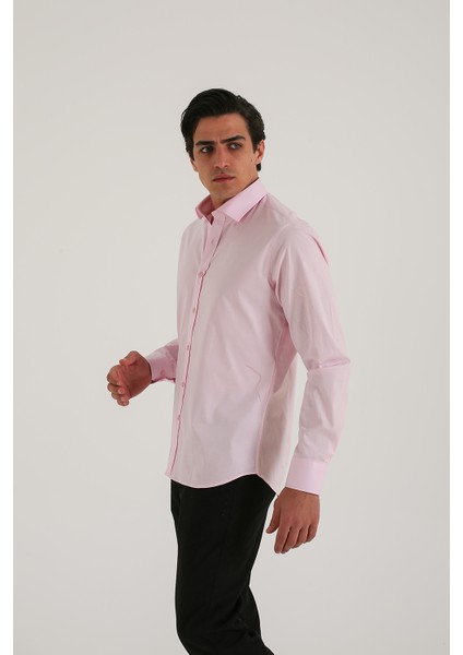 Slım Fit Lycra Uzun Kol Erkek Gömlek fırsatları