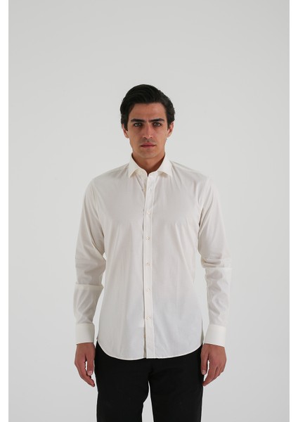 Slım Fit Lycra Uzun Kol Erkek Gömlek