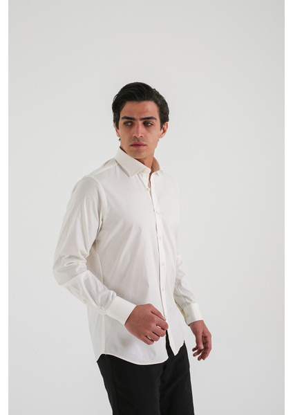 Slım Fit Lycra Uzun Kol Erkek Gömlek fırsatları