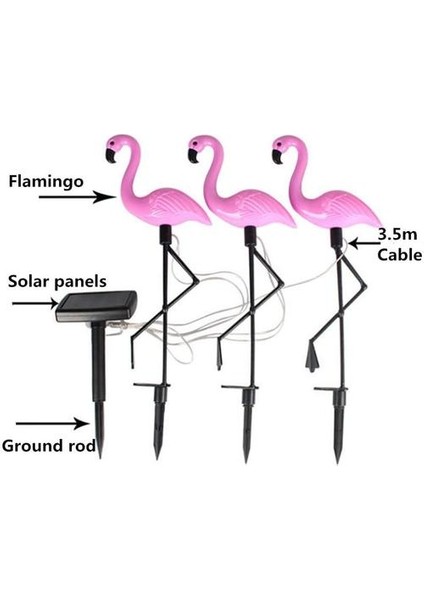 Güneş Bahçe Işıkları Açık, Toifucos 3 Adet / Takım Flamingo Güneş Işıkları Bahçe Pembe Flamingo Güneş Bahçesi Işıkları Su Geçirmez LED Işık Çim Lamba (Yurt Dışından)