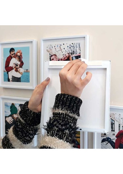 Nobbystar Yapışan Sök Tak Kare Çerçeve - Beyaz 3'lü Paket