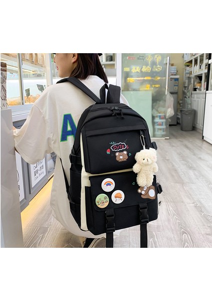 Lise Ortaokul Küçük Taze Kanvas Okul Çantası Beş Parçalı Set (Yurt Dışından) indirimleri