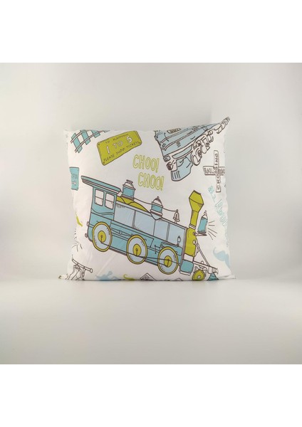 Paredora Lokomotif Baskılı Kırlent Kılıfı