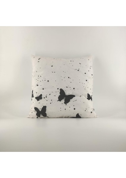 Paredora Siyah Kelebek Kırlent Kılıfı