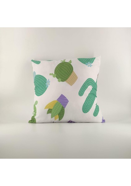 Paredora Yeşil Kaktüslü Kırlent Kılıfı