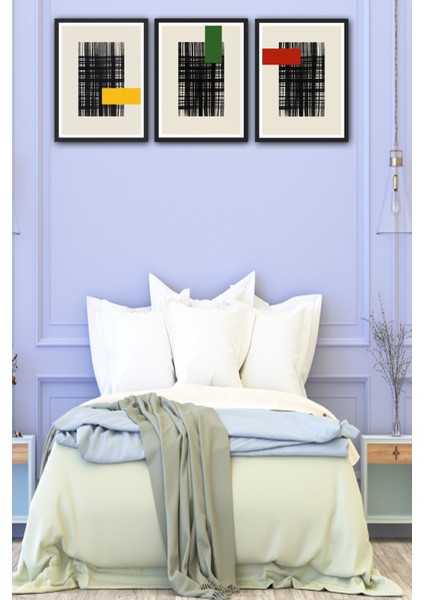 3 Parça Modern Sanat Tarzında Siyah Çerçeve Görünümlü Uv Baskı Mdf Tablo Seti fiyatları