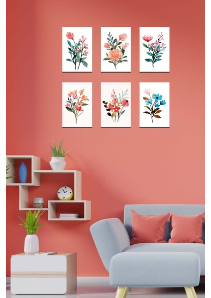 6 Parça Bohem Tarzı Sanatsal Dijital Baskı Tablo Seti